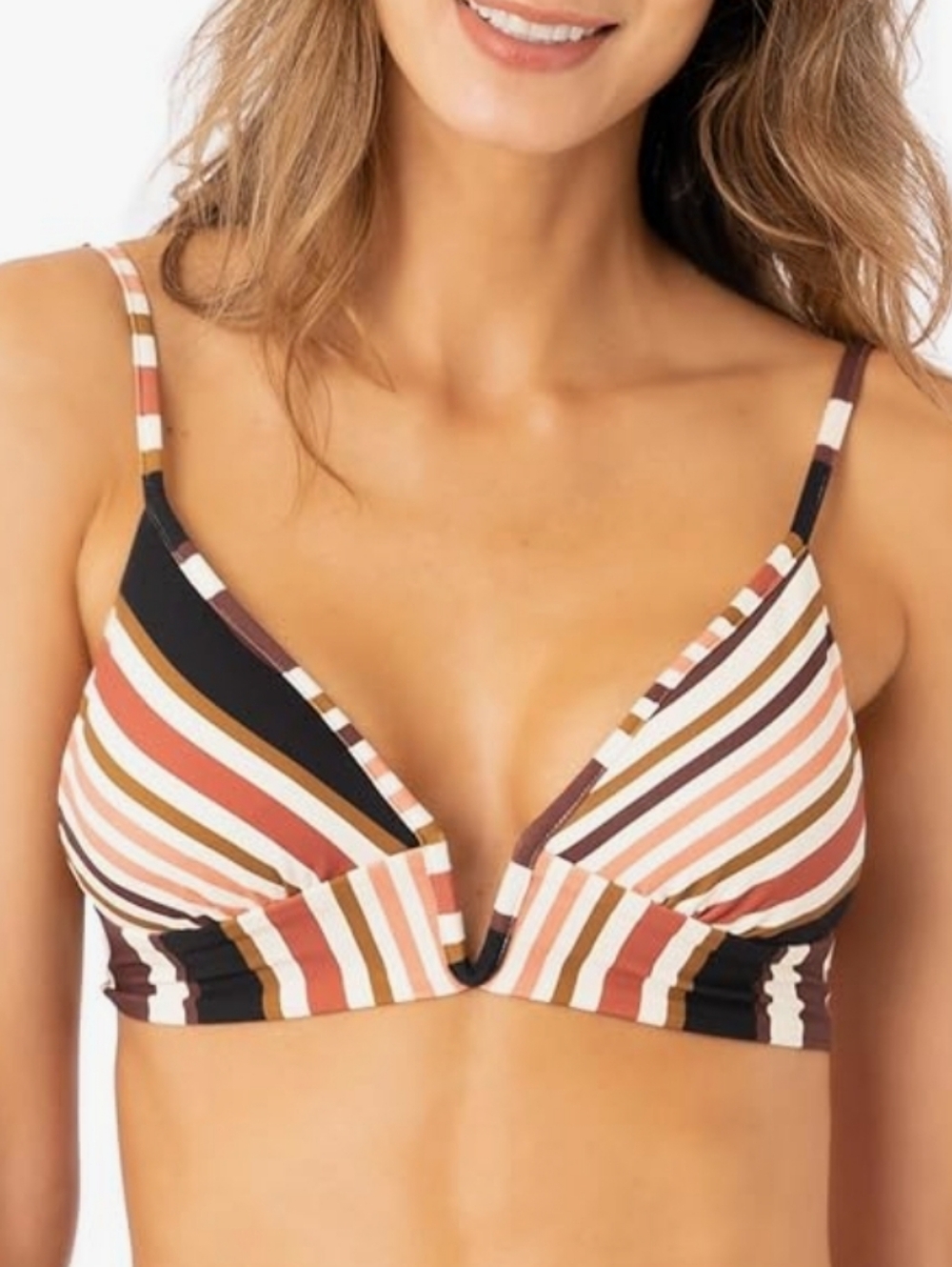 Maaji Burgundy Barcode Parade Reversible Triangle Bikini Swim Top L